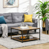 Vintage Square Coffee Table Large Shelf Storage Metal Mesh Industrial Style Room