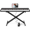 Portable Black Digital Piano 88 Weighted Keys Keyboard Pedal Stand LCD Mustar