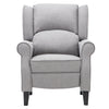 Wing Back Bloated Tartan Fabric Armchair Check Sofa Charcoal Recliner Grey Chair