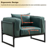 Green Sofa Armchair with Padded Seat Metal Legs Faux Leather Sofa Living Room