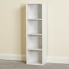 4 Tier White Bookcase Wooden Display Shelving Unit & Fabric Storage Box