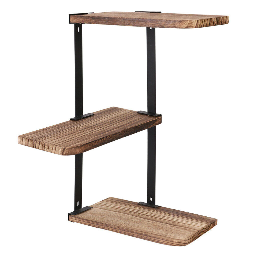 3 Tier Wood Rectangular Floating Shelf Wall Shelf Corner Shelf Book Art Storage