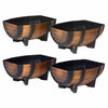 4PK Garden Barrel Flower Planter Pot Wooden Oak Effect Outdoor Decoration Home