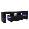Modern 130cm Front High Gloss TV Stand Unit Cabine LED Light Table Black UK