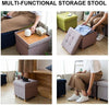 Fabric Foot Rest Stool Storage Box Chair Cube Footstool Pouf Bench with wood leg