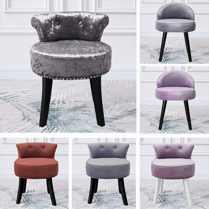 Fabric Velvet Vanity Stool Dressing Table Chair Bedroom Side Upholstered Seat UK