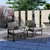 Rattan Garden Furniture Set 3 Pcs Wicker Patio Set Table Chairs W/Cushion,Black