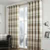 Balmoral Check Natural Eyelet Ring Top Curtains