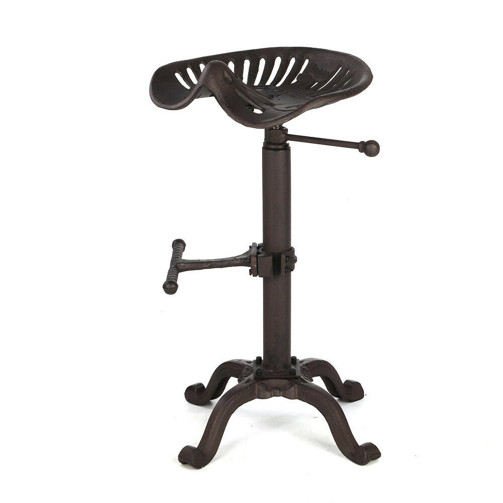 Vintage Tractor Seat Adjustable Bar Stool Rustic Cast Iron Industrial Chair UK