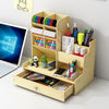 DIY Wooden Assembled Desk Table Organizer Office Pen Rack Wood Gift Pen Holder