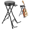 Folding Guitar Stool Heavy Duty Stage Player Bar Stand Chair w /Guitar Support