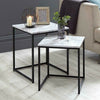 Set Of 2 Marble Effect Loft Range Nest Of Table Dinning Coffee Metal Frame Home