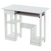 White Computer Desk with Drawers Shelf Study PC Table Home Office Workstation UK