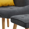 Fabric Armchair Sofa Buttoned High Back Upholstered with Foot Stool Accent Chair