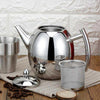 1L Capacity Stainless Steel Teapot Coffee Pot Kettle With Tea Leaf Filter