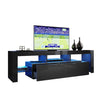 160cm Black TV Entertainment Unit LED Stand With Storage Drawers High Gloss Door