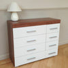 Bedroom Furniture Set *White & Walnut* Wardrobe 4+4 Drawer Chest Bedside Cabinet