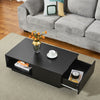 Coffee Table with Storage Drawer LED Light Wooden Living Room Tea Table Modern