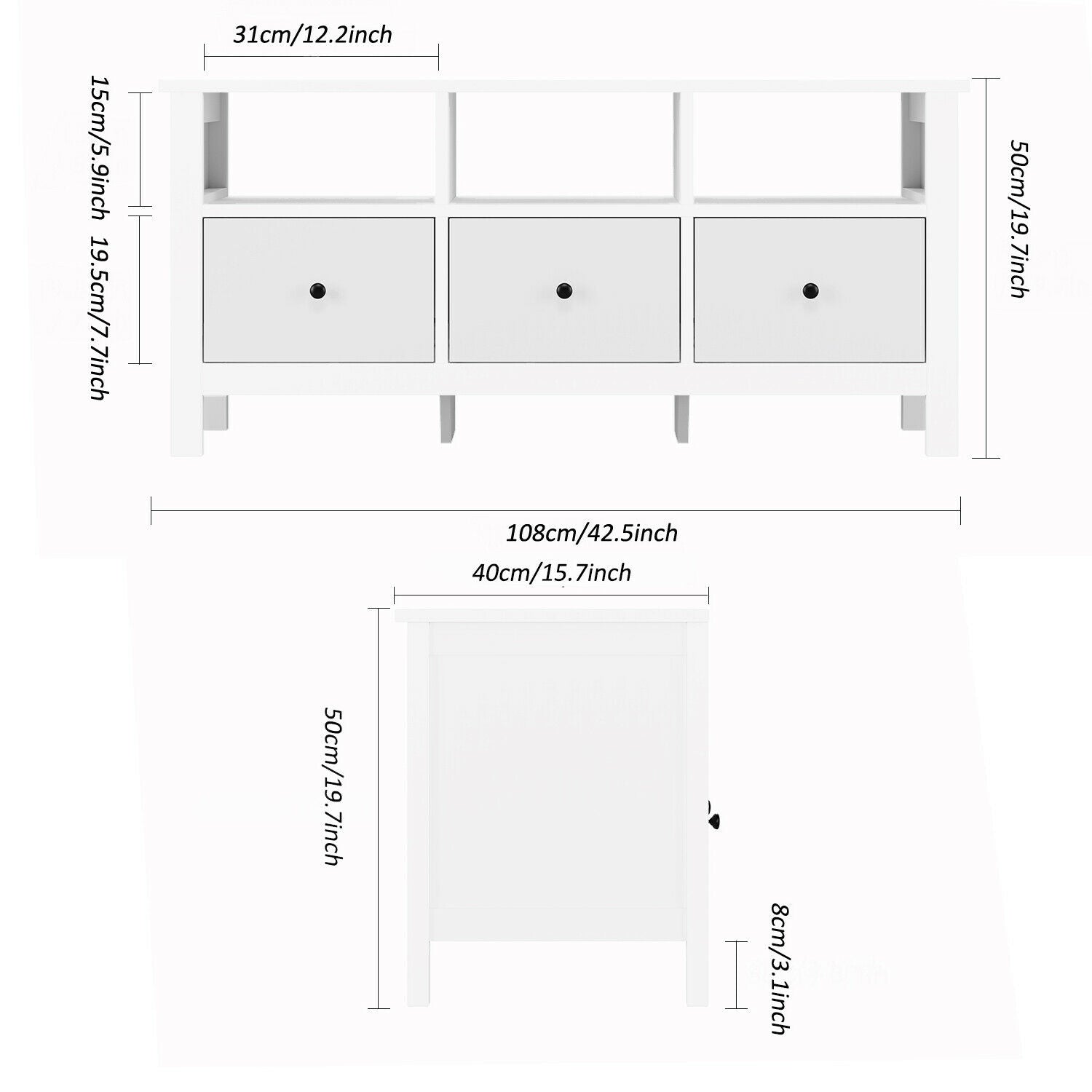 TV Stand Units Cabinet with Storage 3 Drawers Floating TV Desk Center ...