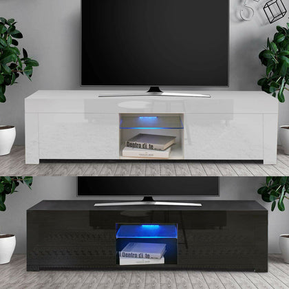 Modern TV Unit Cabinet Stand Sideboard Media Storage High Gloss Doors LED Light