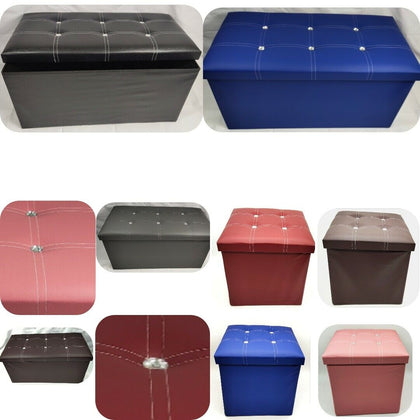 storage box Foldable ottoman heavy duty faux leather Pouffe foot stool toy box