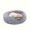 L Comfy Calming Dog Cat Sleeping Bed Warm Soft Plush Round Nest Light Grey