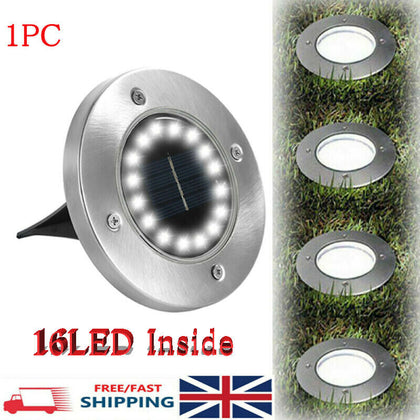 16 LED Solar Powered Flat Lights LED Buried Deck Light Ground Lamp Outdoor Disk
