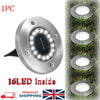 16 LED Solar Powered Flat Lights LED Buried Deck Light Ground Lamp Outdoor Disk