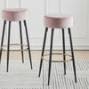 2pcs Round Breakfast Bar Stools Velvet Padded Metal Leg Kitchen Counter Pub Seat
