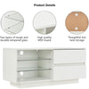 WOODEN LED COFFEE TABLE WITH STORAGE 2 DRAWERS LIVING ROOM FURNITURE HIGH GLOSS