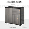 Side Cabinet with 2 Door Cabinet and 2 Drawer for Home Office Grey Black