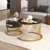 Modern Coffee Table Nesting Set of 2 Side Table Golden Frame Marble Effects HT
