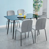 2 pcs Grey Fabirc Dining Chairs Kitchen Dining Room Chairs Modern Metal Legs