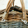 Antique Wash Two Tone Wicker Swing Handle Storage Shopping Picnic Hamper Basket