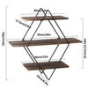 3 Tiers Diamond Floating Shelf Wall Mounted Storage Shelving Vintage Wooden Rack