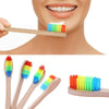 10X Bamboo Rainbow Toothbrush Medium/Firm Bristle Wooden Handle Individual Packi