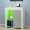 Modern Grey & White Cabinet Cupboard High Gloss 1 Door Glass Shelves LED Light