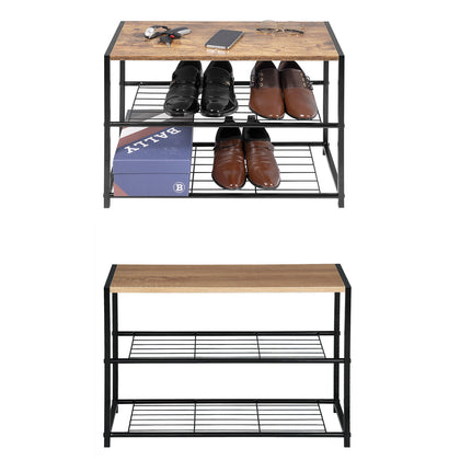 3 Tier Shoe Rack Bench Organiser Stand Storage Shelving Seat Unit Home Hallway