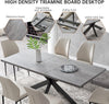 MDF Dining Table and PU Leather Chairs Set Middle Butterfly Extension Leaf Table