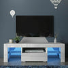 Modern TV Unit Cabinet Stand 130cm High Gloss Door Glass Shelf w/ RGB LED Lights