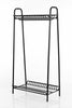 Two Tier Vintage Style Black Steel Clothes Rack with Two Storage Shelves