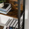 Particle Board Industrial L-Shaped Desk w Shelf Brown