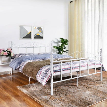 4ft6 Double Bed Frame Metal Bed Solid Bedstead Base with Large Storage Space New