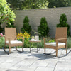 Mondeer Rattan Rocking Chair Garden Chair Set Recliner with Removable Cushion
