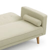 3 Seater Cream Sofa Bed Fabric New Foam Wood Legs Double Bed with 2 Cushions