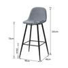 2x Grey Fabric Bar Stools Metal Leg Breakfast Pub Chair Kitchen Furniture Modern