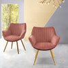 Set of 2 Velvet Dining Room Chairs Oyster Back Gold Leg Arm Chair Lounge Kitchen