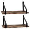 2 Tiers Wall Mounted Floating Shelf Wooden Rack Rustic Storage Shelves UK