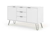 White Sideboard Cupboard With 2 Doors, 3 Drawers Living Room Storage Furniture