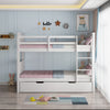 OLIVER WHITE WOODEN BUNK BED WITH TRUNDLE SINGLE
